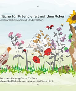 Bestellen SIe bei flurundnatur das Hinweisschild mit Rebhuhn und Feldhase