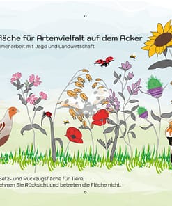 flurundnatur Blühstreifen Hinweisschild Rebhuhn und Feldhamster, Jagd und Landwirtschaft