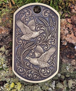Dogtag Zwei Rebhühner mit Getreideähren  49 x 29 mm