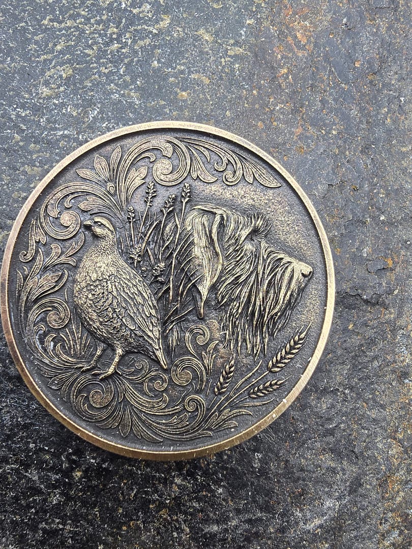 Münze Deutsch Drahthaar mit Rebhuhn 40 mm